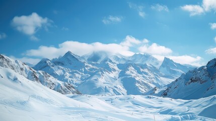 Wall Mural - Pristine Winter Wonderland with Mountain Peaks