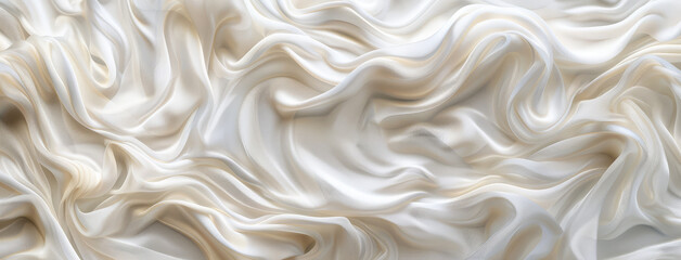 Canvas Print - Luxurious Cream Satin Fabric with Gentle Waves