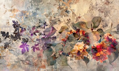 Poster - A painting of flowers with a mix of colors and textures