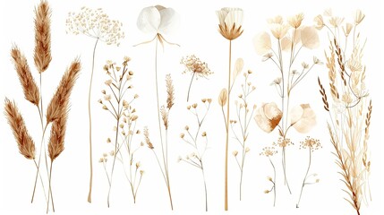 Wall Mural - A collection of dried flowers in various shapes and sizes