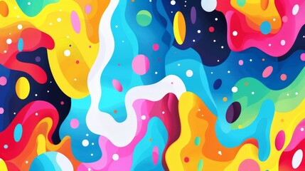 Poster - A whimsical abstract background with playful shapes and bright, cheerful colors, perfect for a fun and lively atmosphere