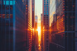 © song - Sunset Backlight Shining Through CBD Skyscrapers