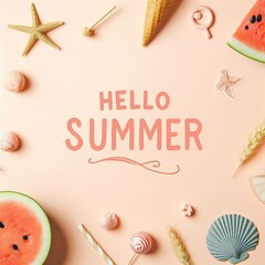 Wall Mural - Hello summer background. summer vacation concept