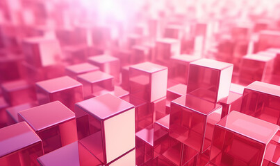 Wall Mural - Infinite Pink Cubes Abstract Design