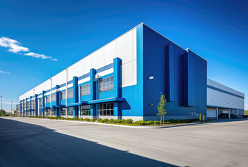 Sticker - Modern Blue-Walled Warehouse Exterior