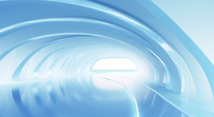 Poster - Futuristic Blue Tunnel in Abstract Space