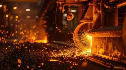 Poster - Sparks Flying in Active Steel Factory