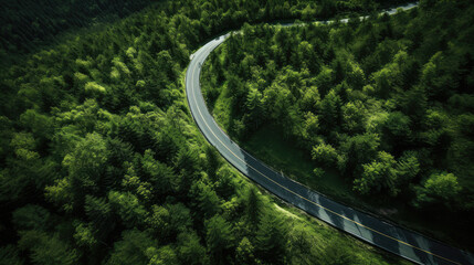 Canvas Print - Serene Aerial Forest Road Journey