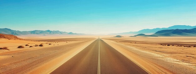 Canvas Print - Endless Desert Road Stretching into Horizon