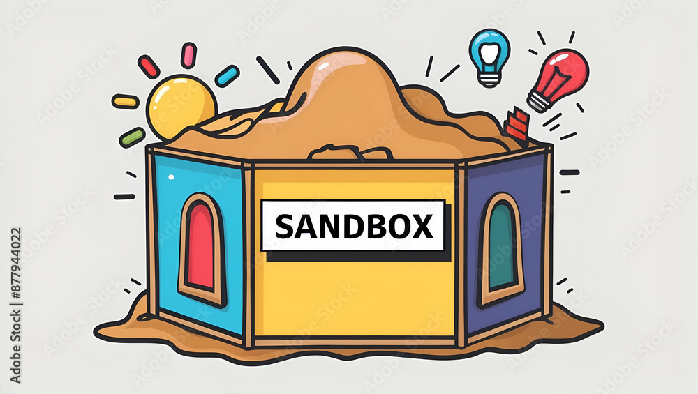 Customizable 3D Flat Icon Sandbox Illustration with Text Space Ideal ...