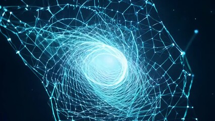 Mesmerizing Blue Network Tunnel with Glowing Grid Lines