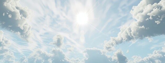 Poster - Bright Sun Shining Through Scattered Clouds