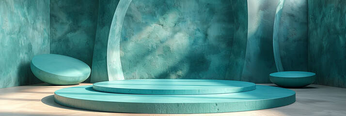 Wall Mural - Green podium background platform product 3d studio