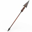 © Githa - 3D Render, Low Poly style of a primitive throwing spear with weighted, on isolated white background, Generative AI
