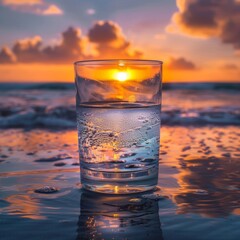 a glass of water against a dark background, highlighting purity and simplicity