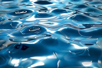 Wall Mural - Abstract Blue Water Ripples 3D Illustration
