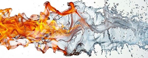 Wall Mural - fire mixed with water on white background generative ai