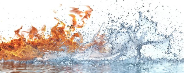 Wall Mural - fire mixed with water on white background generative ai