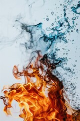 Wall Mural - fire mixed with water on white background generative ai