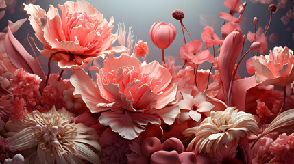 Poster - 3D Pink Floral Illustration