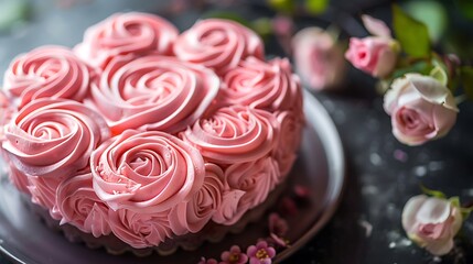 Sticker - romantic apple cake in the shape of roses close up on a plate