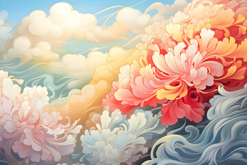 Canvas Print - Floral Cloud Illustration