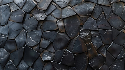 Canvas Print - Black Stone Wall Texture.