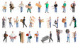 © Pixel-Shot - Collection of male loaders carrying different furniture against white background