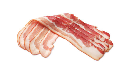 Canvas Print - Slices of raw bacon isolated on white, top view