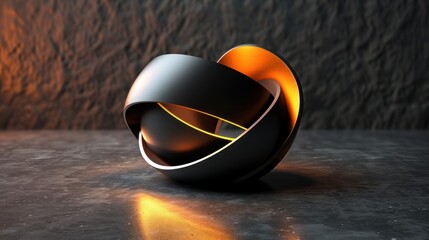 Sticker - Abstract 3D Geometric Object with Glowing Interior