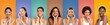 © Prostock-studio - A diverse group of eight women, all smiling and touching their faces, stand in front of a background of eight different solid colors. Each woman has a different hairstyle and skin tone.