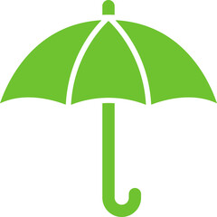 Sticker - Umbrella icon or symbol in green color.