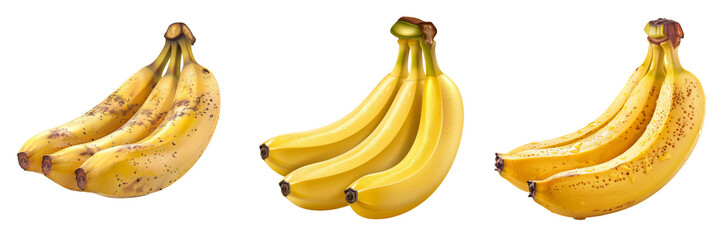 Wall Mural - Banana Isolated Set Isolated on Transparent or White Background, PNG