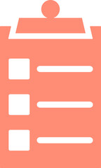 Poster - Clipboard icon in orange and white color.