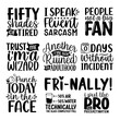 © vectoraty - Funny sarcasm sarcastic quotes lettering set sayings typography calligraphy logo sign shirt