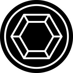 Poster - Black and White Diamond Coin Icon in Flat Style.