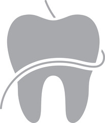 Poster - Illustration of flossing teeth or cleaning icon.