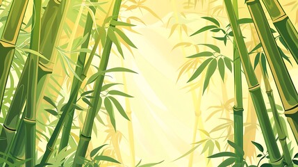 Wall Mural - Sunlit Bamboo Forest Illustration