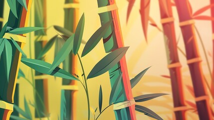 Poster - Bamboo Forest in Warm Sunlight