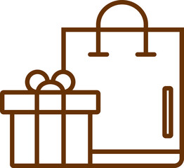 Canvas Print - Gift shopping icon in brown line art.