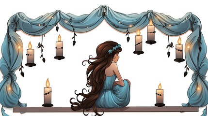 Canvas Print - A beautiful elegant light blue garland