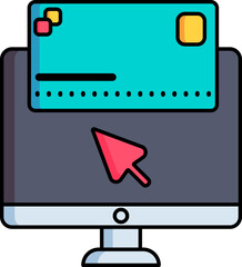 Sticker - Flat style online payment in desktop icon.