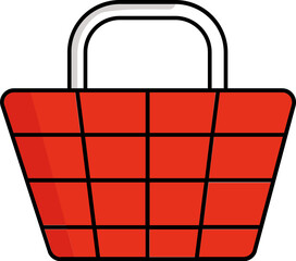 Canvas Print - Shopping Basket Icon In Orange Color.