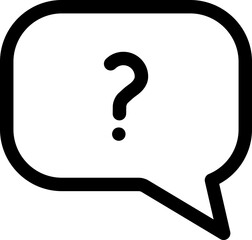 Sticker - Help or Question message icon in black thin line art.