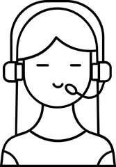 Sticker - Female Customer Service Agent Character in Black Outline.