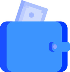 Sticker - Flat Style Wallet Icon in Blue Color.