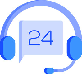 Sticker - 24 Hours Customer Service Icon in Blue Color.