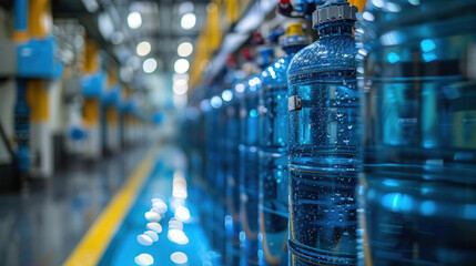 Wall Mural - Close up of water purification systems in a food factory.