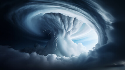 Wall Mural - tornado with lightning in the clouds, hurricane weather