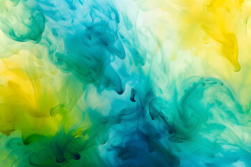 Poster - abstract colorful watercolor paint blue green yellow background with liquid fluid texture for background banner